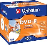 Verbatim DVD-R AZO 4.7GB 16x Printable Jewel Case 10 Pack Silver