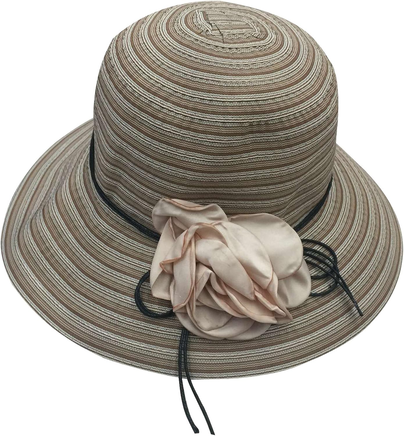 ACVIP Women's Fabric Big Flower Bucket Foldable Sun Hat 6 Colors (Khaki