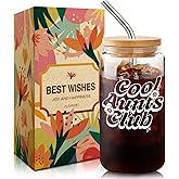 FNWSJ Cool Aunt Coffee Cup 16oz - Mothers Day/Birthday Gift for Aunts - New Aunty Glass Mug - Promoted to Aunts Announcement Gift - Cool Aunt Club -24