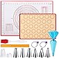 Baking Mats, Pastry Mat, Non Stick Pastry Mat with Measurements, Non-Slip Baking Mat for Rolling Dough, 6 Piping Tip, 1…