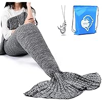 LAGHCAT Mermaid Tail Blanket Crochet Mermaid Blanket for Adult, Soft All Seasons Snuggle Mermaid Sleeping Bag Blankets