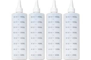 Tovla Plastic Leak-Proof Squeeze Squirt Bottles with White Cap for Liquid, Sauces, Frosting, Painting, Pancake Making, 16 oz, Set of 4