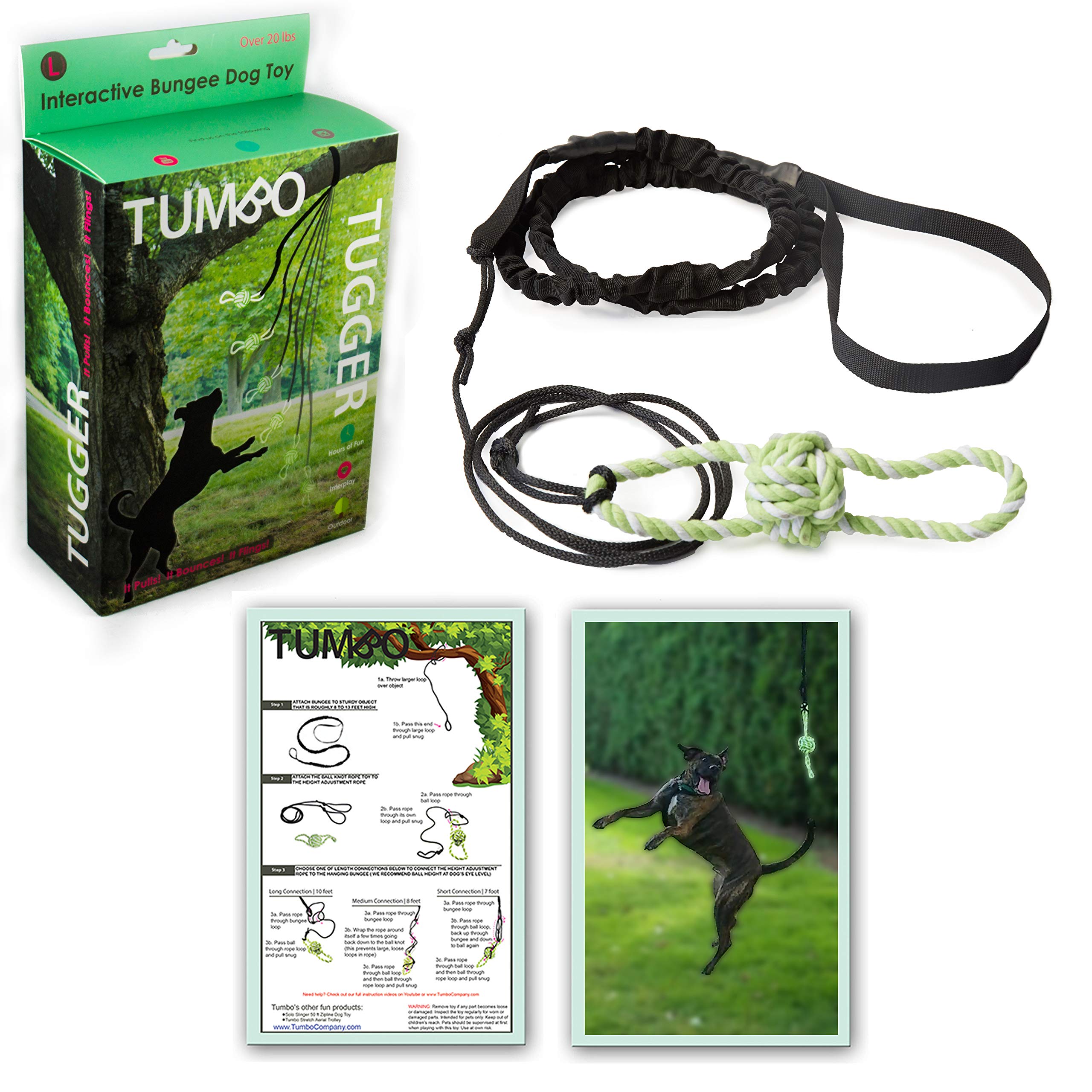 Tumbo Tugger Outdoor Hanging Doggie Bungee Rope Toy, Large 757901889578