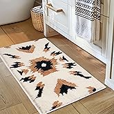 Tyrot Boho Bathroom Rugs Non Slip Washable Western Aztec Bath Mats Rugs for Bathroom Floor Fluffy Plush Soft Absorbent Farmhouse Carpet for Shower, Kitchen, Entryway, 20x32 inch