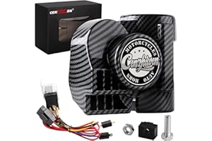 Cenzhiwen Motorcycle Air Horn Kit 12V 150db Super Loud Car Horn, with Air Compressor and Wiring Harness, Suitable for Any 12V Vehicle/Train/Truck/Motorcycle/Boat/Pickup (carbon fibre)