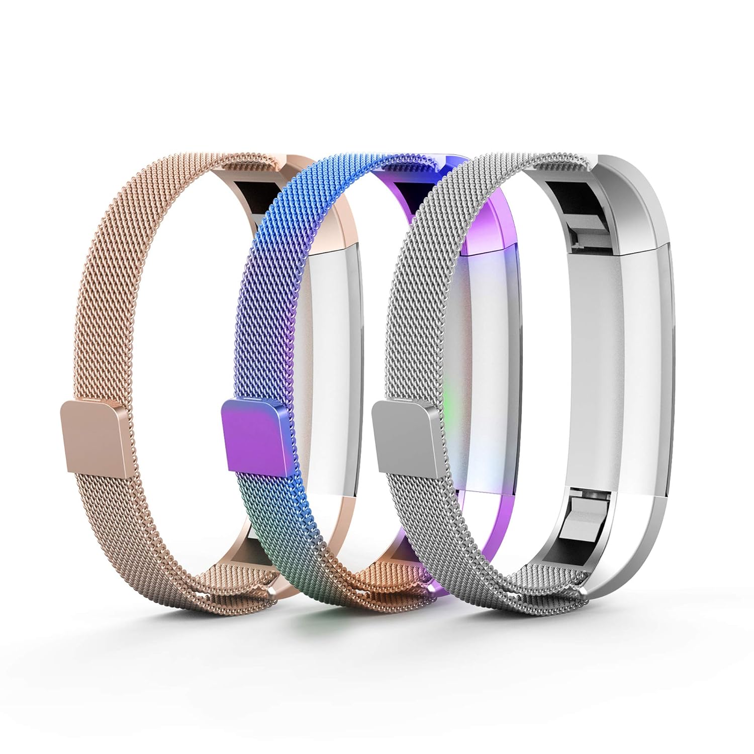 Fitbit Alta Hrバンド 3 Pack Tecsonステンレススチールmilanese 返品送料無料 Champagne B078jt2h8s Silver Colorful Hr Loop交換用ブレスレットストラップwithマグネットロックfor