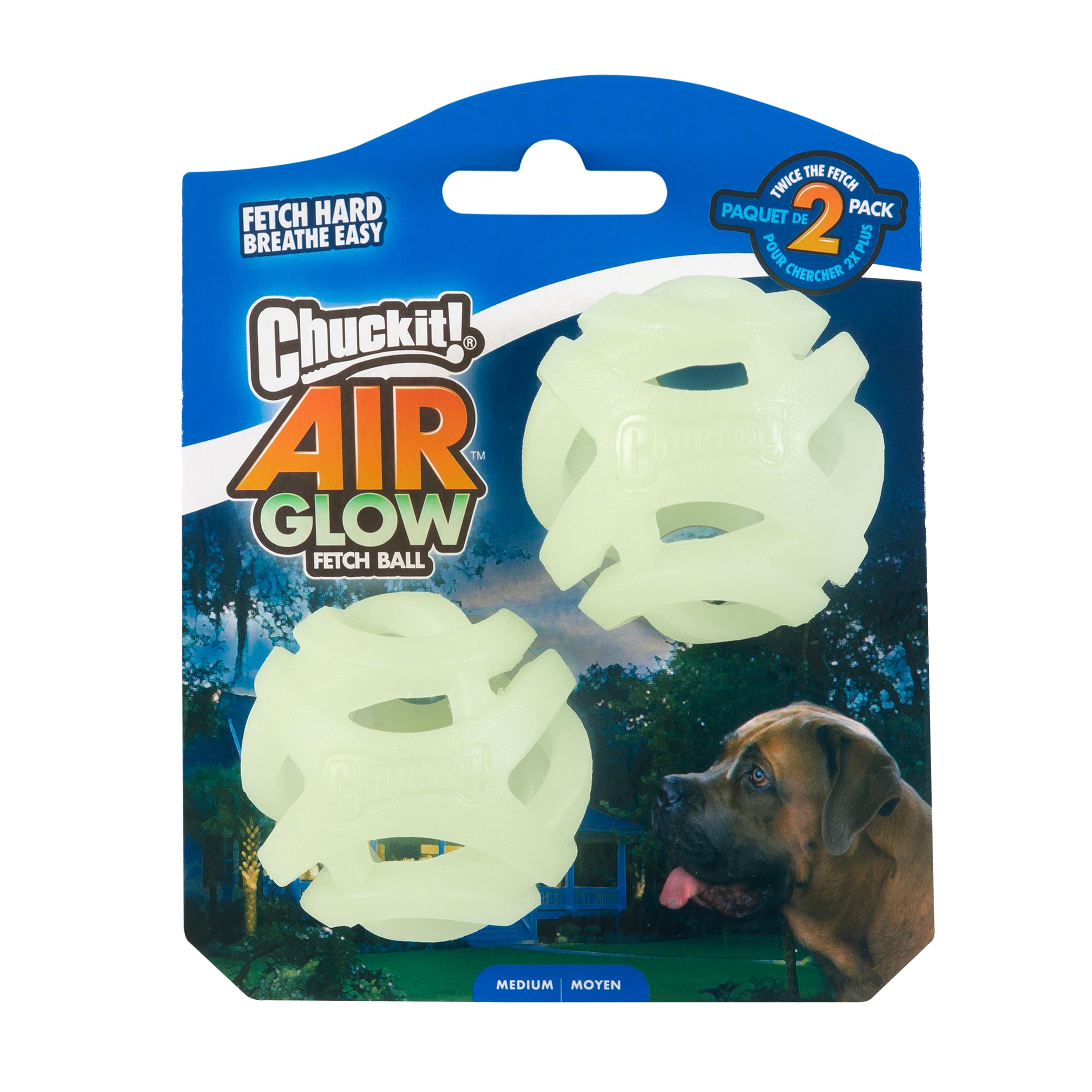 Photo 1 of Chuckit! Air Glow Fetch Ball Dog Toy, Medium (2.5 Inch) Pack of 2, for Breeds 20-60 lbs 