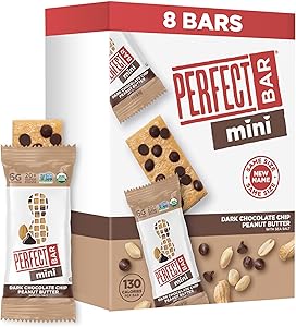 Perfect Bar Mini Dark Chocolate Chip Peanut Butter Protein Bar, Organic, 8 count, .88 oz