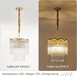 Faibra 12.52" Gold Clear Glass Crystal Pendant
