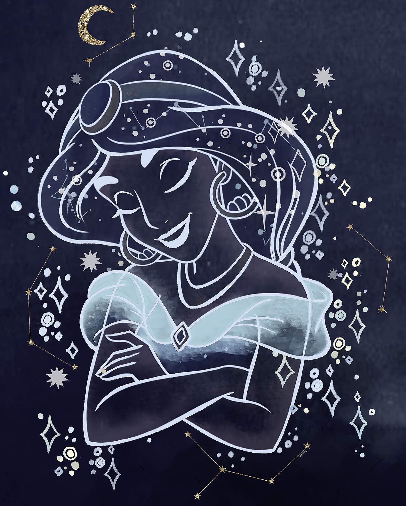 Komar Disney Jasmine Dreaming Wall Picture | Children's Room Decoration Art Print | Without Frame | WB085-40x50 | Size: 40 x 50 cm (Width x Height)