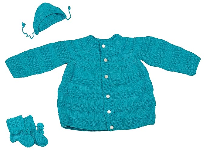 Baby Woolen Clothing Set (Blue, 6-12 Months, Pack of 4)