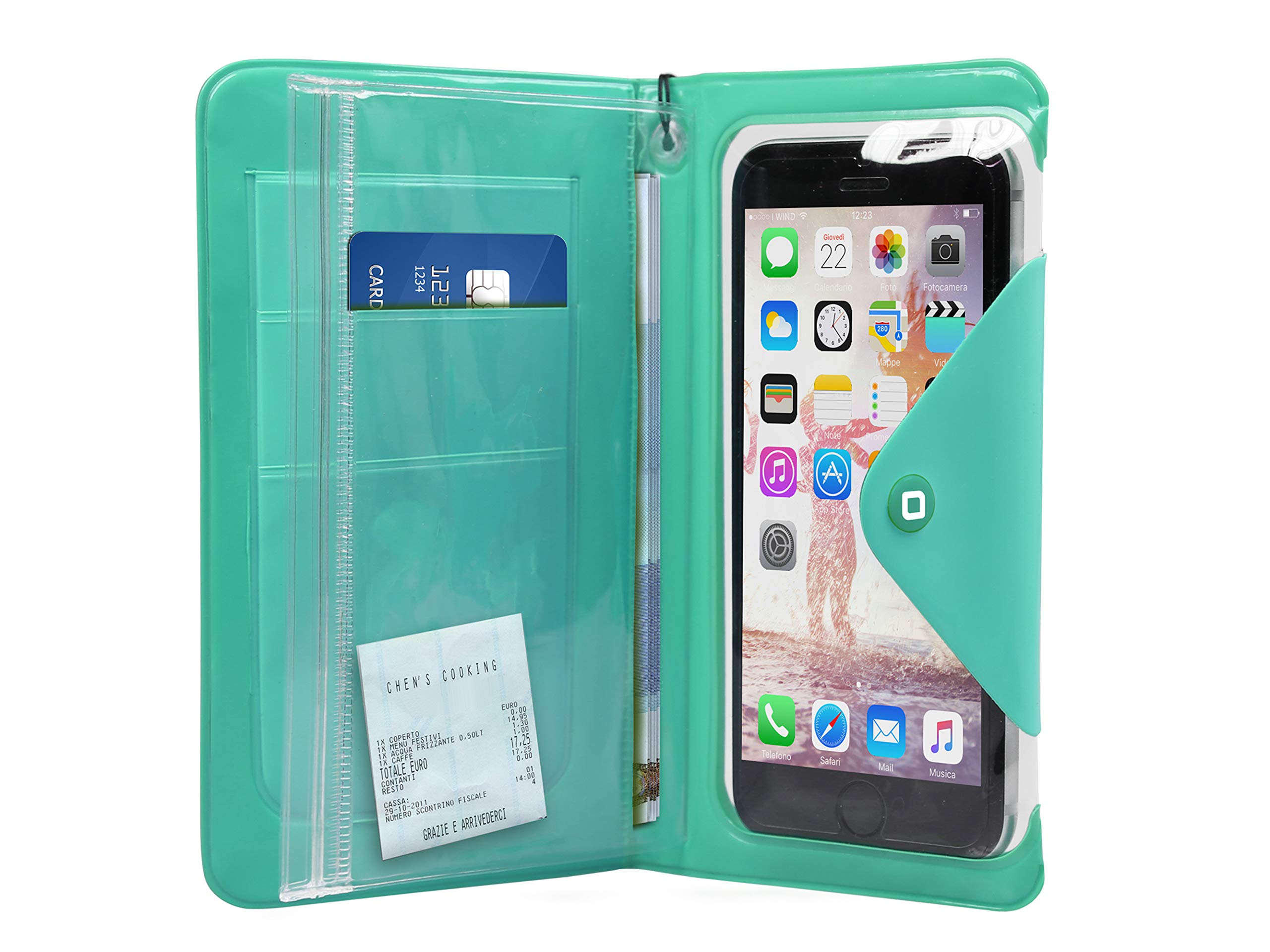 SBS Waterproof Book Case for Smartphone Up to 5 Inches with Object Slots and Neck Strap