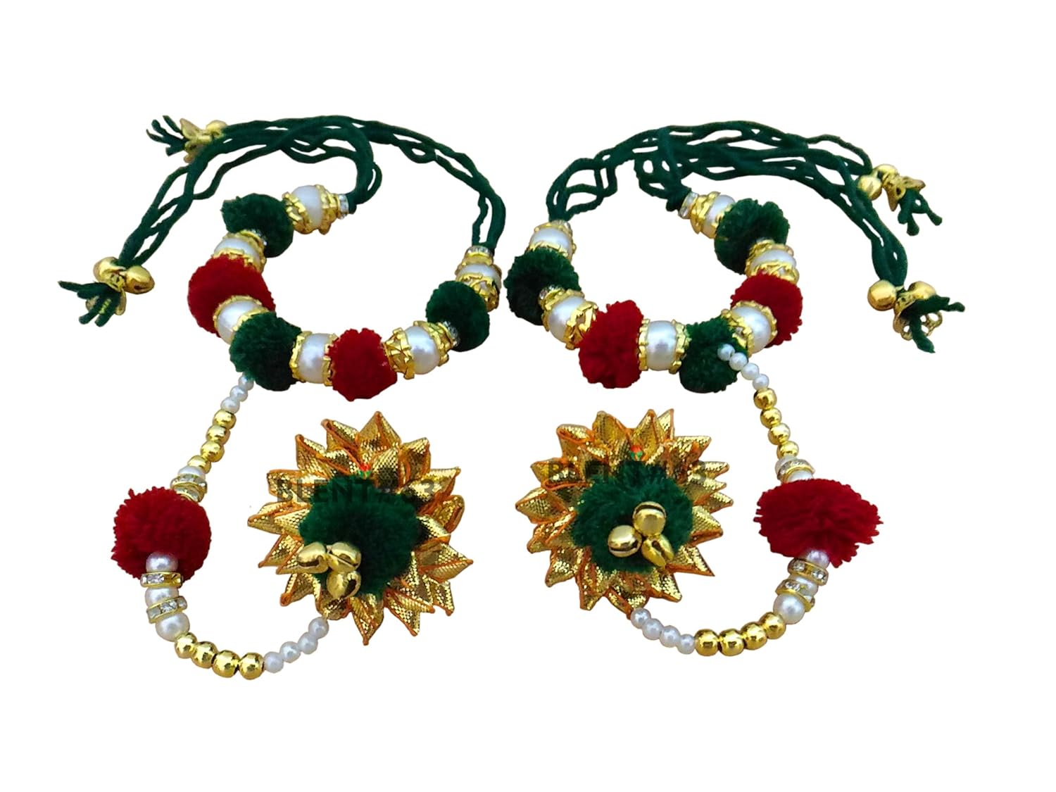 Buy Blent 63 Dark Green Maroon Gota Patti Flower Jewellery