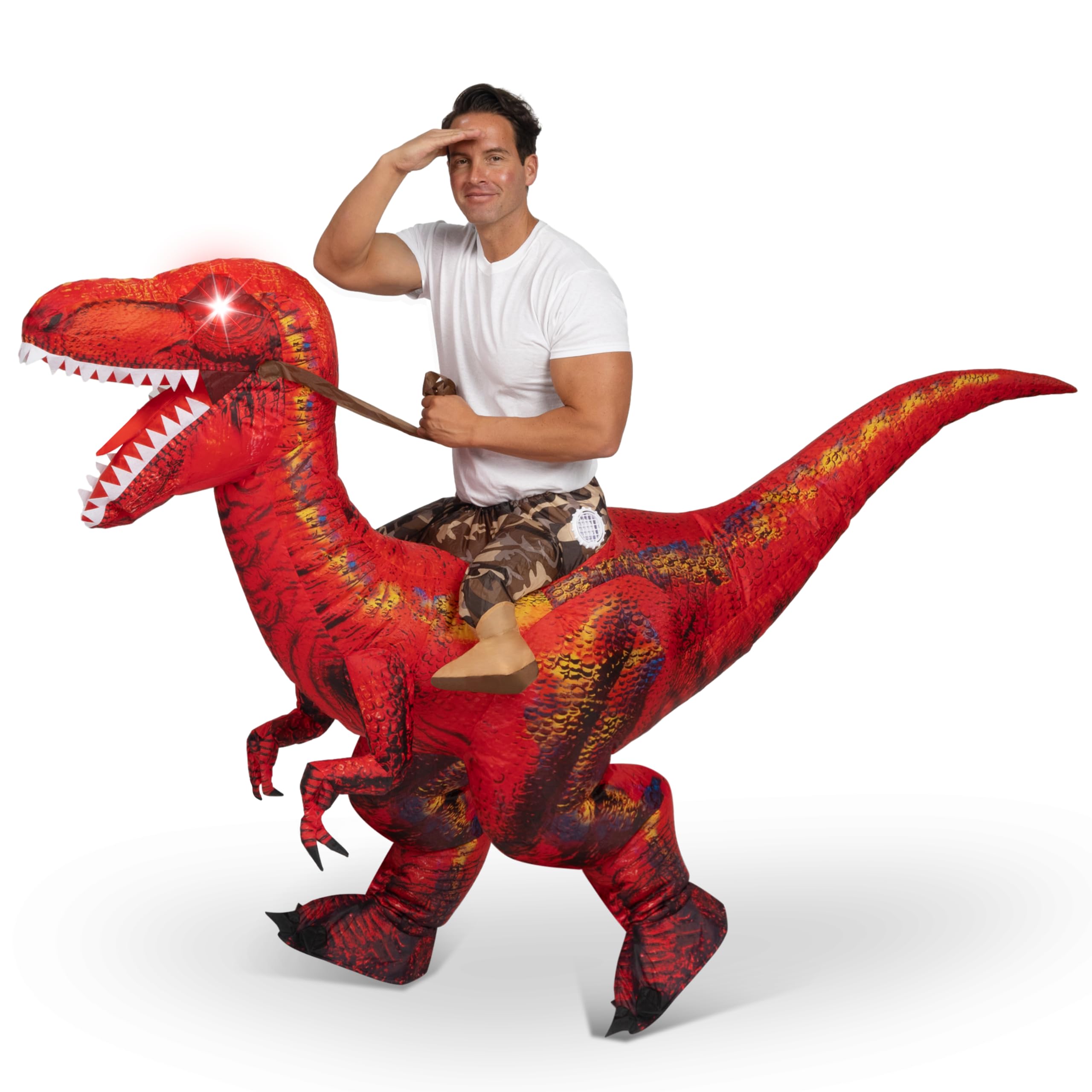 Spooktacular Creations Adult Inflatable Dinosaur Costume, with LED ...