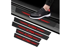 RTGiujds 4Pcs for Altima Door Sill Protector Reflective 4D Carbon Fiber Sticker Decoration Door Entry Guard Door Sill Scuff Plate Stickers Accessories for Altima (Red)