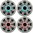 2- Pair (4-Speakers) Multi Color LED Lights Kicker 6.5" 195W Marine Audio Coaxial Stereo White Grills