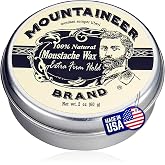 Mountaineer Brand Unscented Natural Mustache Wax | Strong and Extra Firm Hold | Made in West Virginia | Smooths, Conditons, Styles | Organic Moustache Balm | 2oz