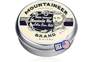 MOUNTAINEER BRAND, 100% NATURAL ALWAYS Mountaineer Brand Unscented Natural Mustache Wax | Strong and Extra Firm Hold | Made in West Virginia | Smooths, Conditons, Styles | Organic Moustache Balm | 2oz