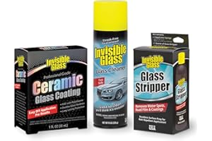 Invisible Glass 99607 Glass Care Kit – Clean with Aerosol Glass Cleaner, Strip Water Spots with Glass Stripper, Protect with Ceramic Coating for Long-Lasting Hydrophobic Protection
