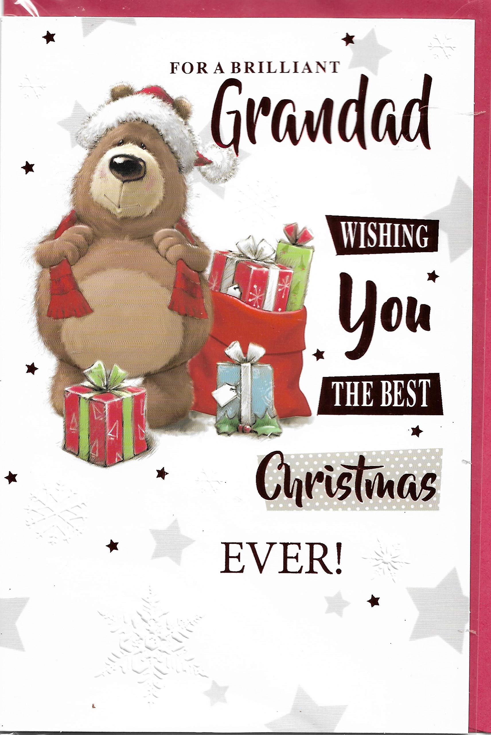 Christmas Card for Grandad 15 x 23 Cm For A Brilliant Grandad Wishing You The Best Christmas Ever Cute Bear