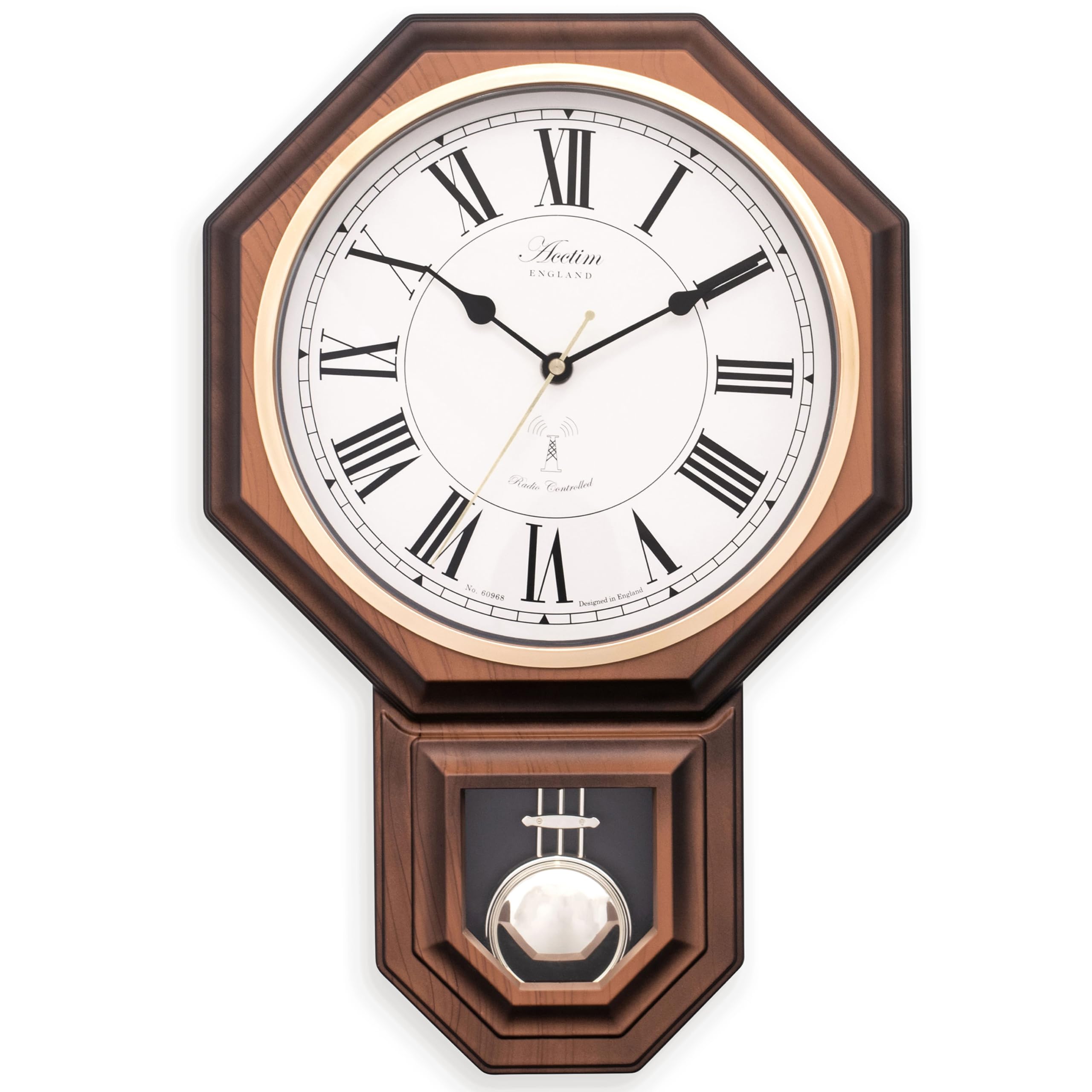 Acctim Yarnton 46cm Darkwood Effect Radio Control Pendulum Wall Clock