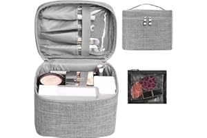 TOPBAG Travel Cosmetic Bag Case With Mesh Makeup Brush Holder for Women