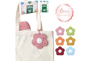 Imcrasy Crochet Kit for Beginners with Video Lessons | 6 Flower Pouch Crochet kit & Knitting Kit | Make Earphone Pouches, Coasters, Bag Accents | Superb Gift for Craft Lovers | Bonus 40% Yarn