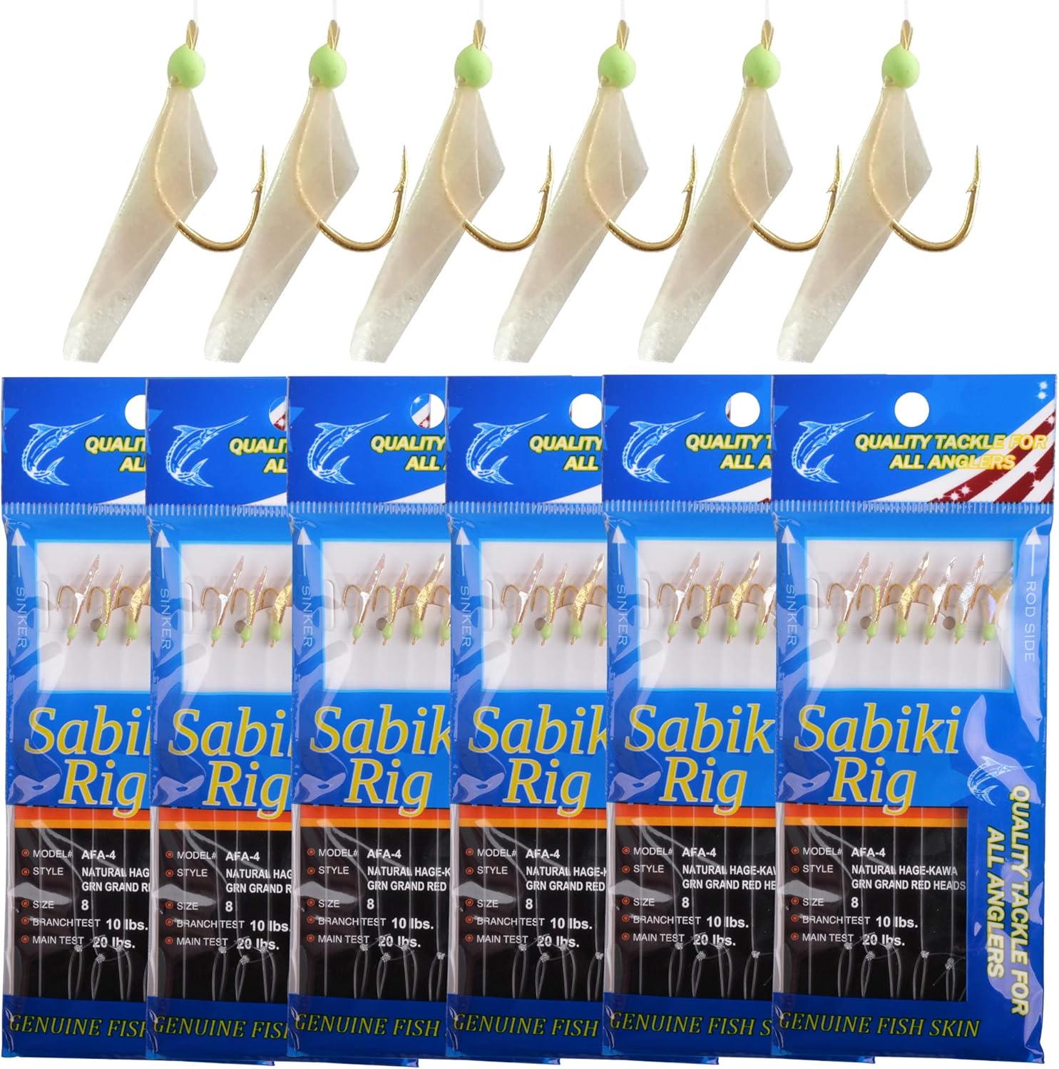 OROOTL Fishing Rigs Saltwater Bait Lures, 6 Packs Fishing Bait Rigs with Fish Skin High Carbon Steel Hooks Glow Bait Rig Tackle Size 4 6 8 : Sports & Outdoors