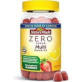 Nature Made Zero Sugar Multivitamin Gummies, Mens & Womens Multivitamins, Daily Nutritional Support Vitamin and Mineral Supplement, Aspartame Free, 90 Gummies, 45 Day Supply