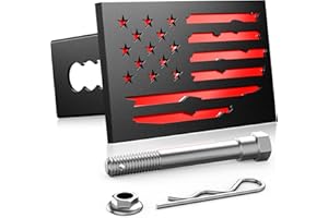 Boslla Trailer Hitch Cover for 2" Receivers, Heavy Metal Tow Hitch Cover USA American Flag Hitch Receiver Cover with Gasket and Installation Tools Pins for Trucks Cars