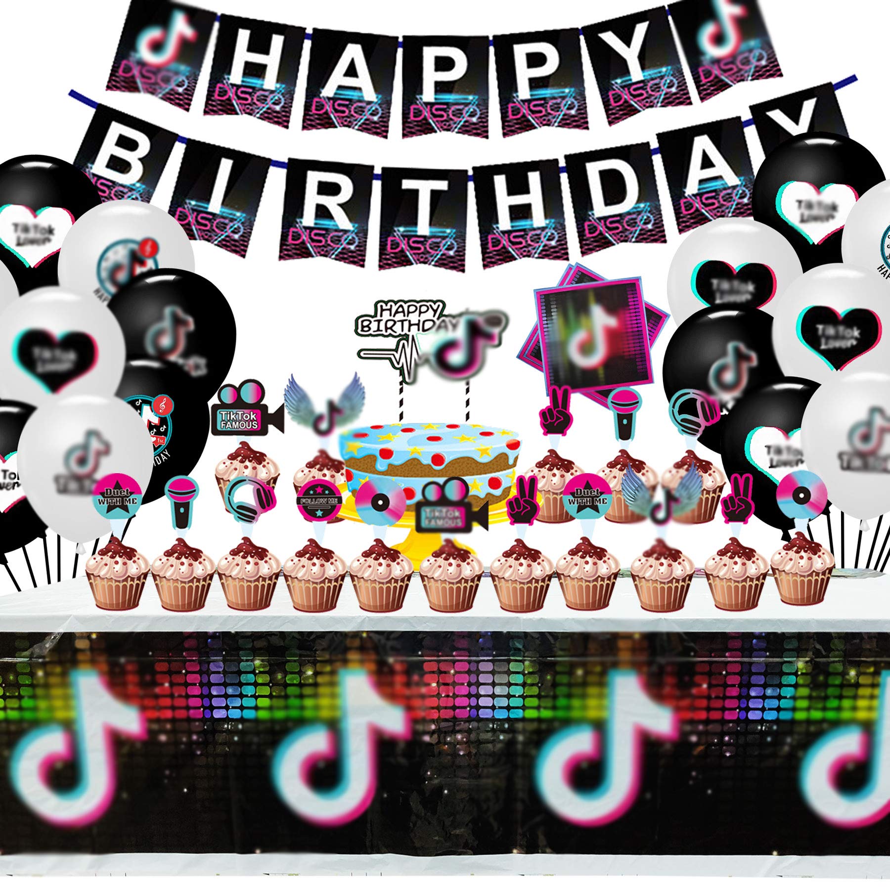 Buy TIK TOK Birthday Party Decorations - Happy Birthday Banner, TIK Tok