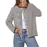 MEROKEETY Womens Striped Cardigan Sweaters 2026 Button Lightweight Long Sleeve Loose Knit Fall Sweater Clothes