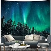 Apdidl Forest Wall Tapestry for Bedroom Aesthetic, Nature Outer Space Galaxy Starry Night Tapestry Wall Hanging, Green Landscape Ceiling Backdrop Decor Tapestries for Living Room Dorm (51"X60")