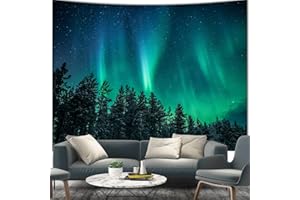 Apdidl Forest Wall Tapestry for Bedroom Aesthetic, Nature Outer Space Galaxy Starry Night Tapestry Wall Hanging, Green Landscape Ceiling Backdrop Decor Tapestries for Living Room Dorm (51"X60")