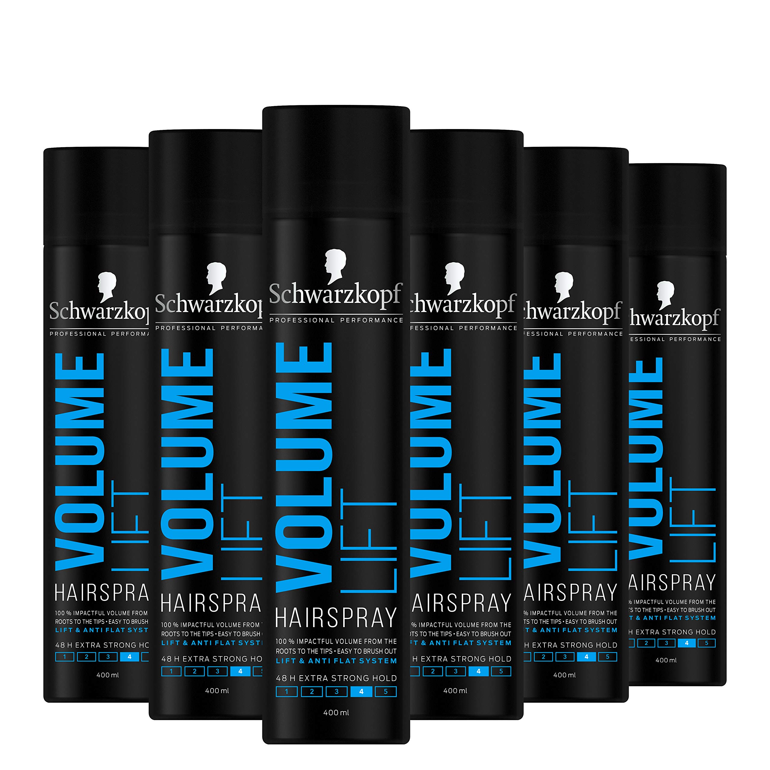 Schwarzkopf Professional Styling Volume Lift Hairspray, 48HR Extra Strong Hold, Multipack 6 x 400 ml