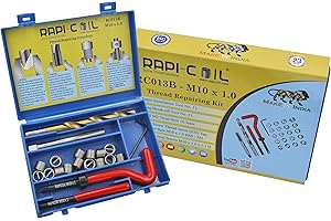 RAPI-COIL M10 x 1.0 Thread Repair Helicoil Kit, HSS M2 Tap & Drill, SS 304 Wire Inserts - Made in India