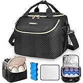 Wearable Breast Pump Bag,Breastmilk Cooler Travel Bag Compatible with Momcozy/Eufy/Elvie/Willow/Medela Breast Pump with Ice Pack and Water Resistent Mat for 6 Baby Bottles Up to 9 Ounce,Black
