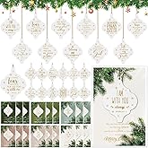 Sieral 36 Sets Christian Christmas Ornaments Bulk Religious Gifts Bible Verse Inspirational Nativity Ceramic Christmas Tree Hanging Ornament with Cards for Women Family Church Decor