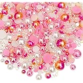 30g Mix Pink Half Pearl Rhinestones for Crafts Mixed Size 3mm-10mm Resin Rhinestone Half Round Flatback Pearl Rhinestones for DIY Nail Art Crafts Jewelry Decoration