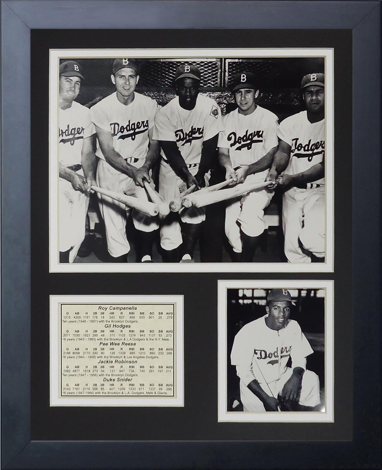 Photographs - Legends Never Die Brooklyn Dodgers 50's Big Five Framed Photo Collage, 11 by 14-Inch