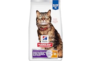 Hill's Science Diet Sensitive Stomach & Skin, Adult 1-6, Stomach & Skin Sensitivity Support, Dry Cat Food, Chicken & Rice, 7 