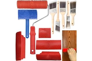 XDONEF Wood Grain Tool, 11pcs Wood Graining Tool Set 7" Wood Grain Roller Wood Grain Painting Tool Natural Woodgrain Maker Paint Look Like Wood for Wall Room Decoration