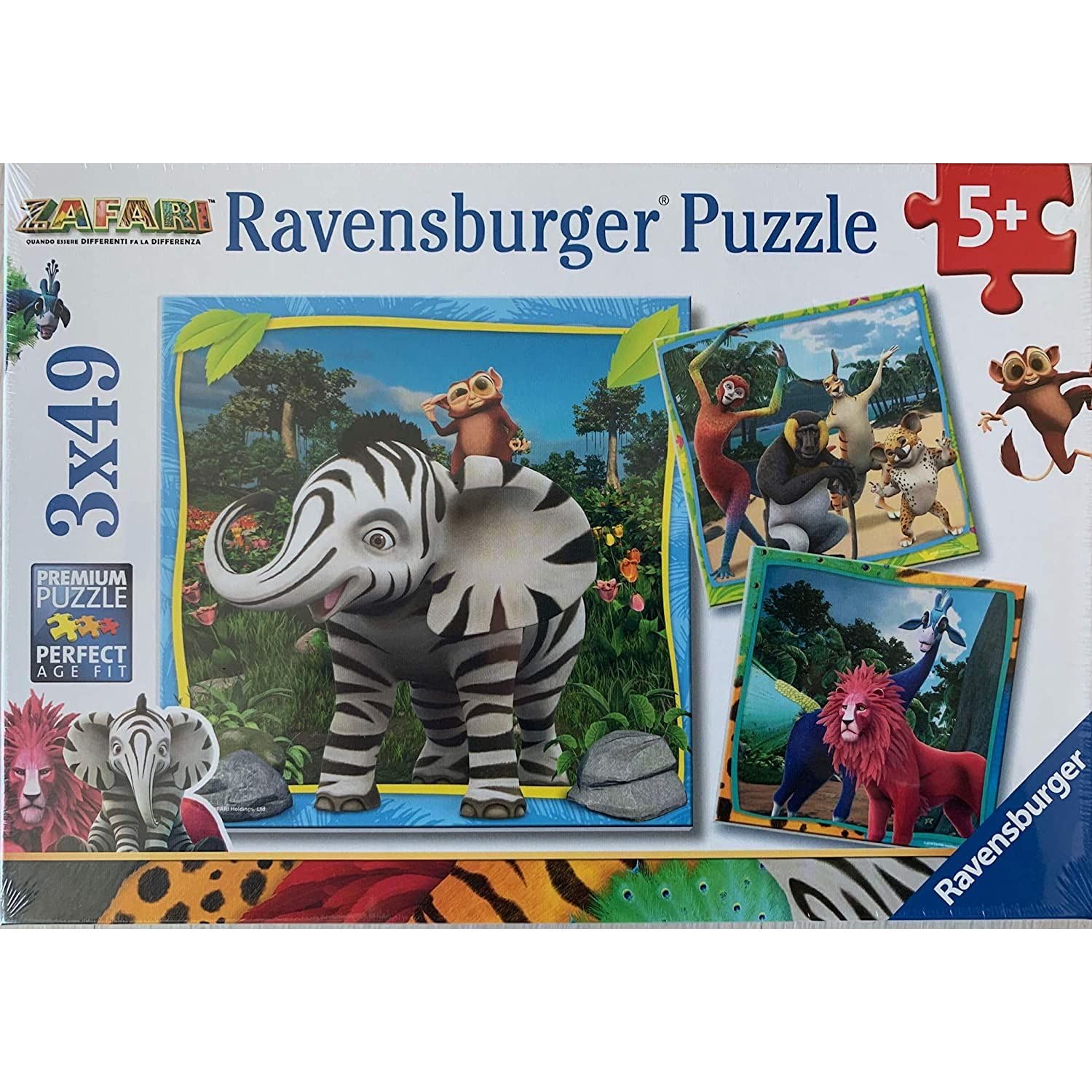 Ravensburger Zafari Puzzle for Children, Multi-Colour, 3 x 49 Pieces, 05055