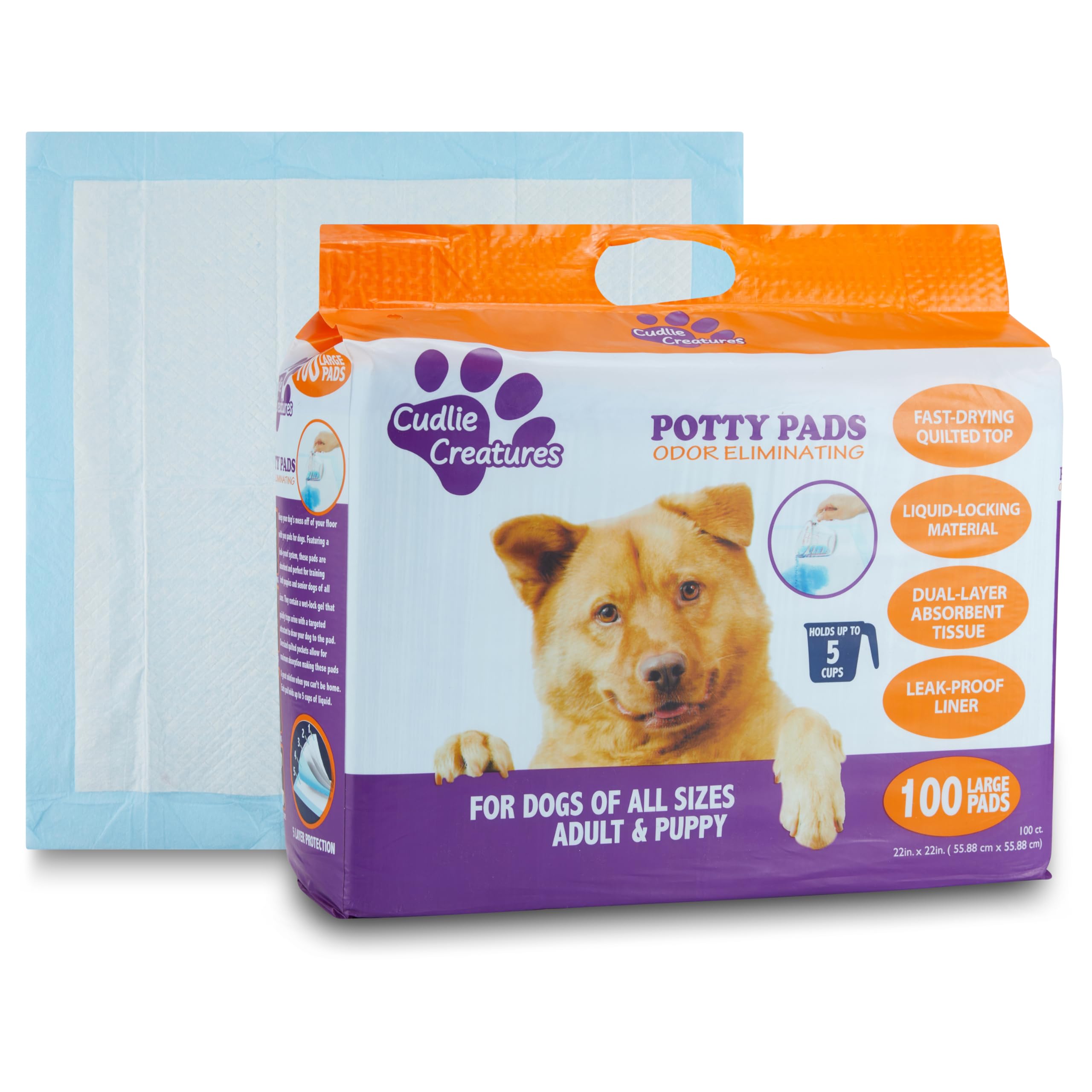 Photo 1 of Cudlie Training Pads for Dogs, 100 Count ,22"x22"| Puppy Pee Pads for Dogs | Absorbent Dog & Puppy Supplies for Dog Training and House Training