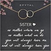 EFYTAL Sister Necklaces, 925 Sterling Silver 2 Circle Necklace for Women, Sister Necklace Gifts