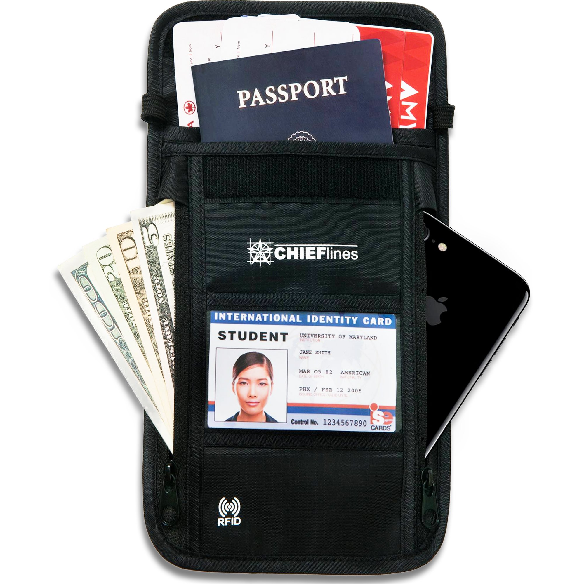 Travel Wallet-Passport Holder-Anti-Theft-Neck Pouch-RFID Blocking-For Men and Women