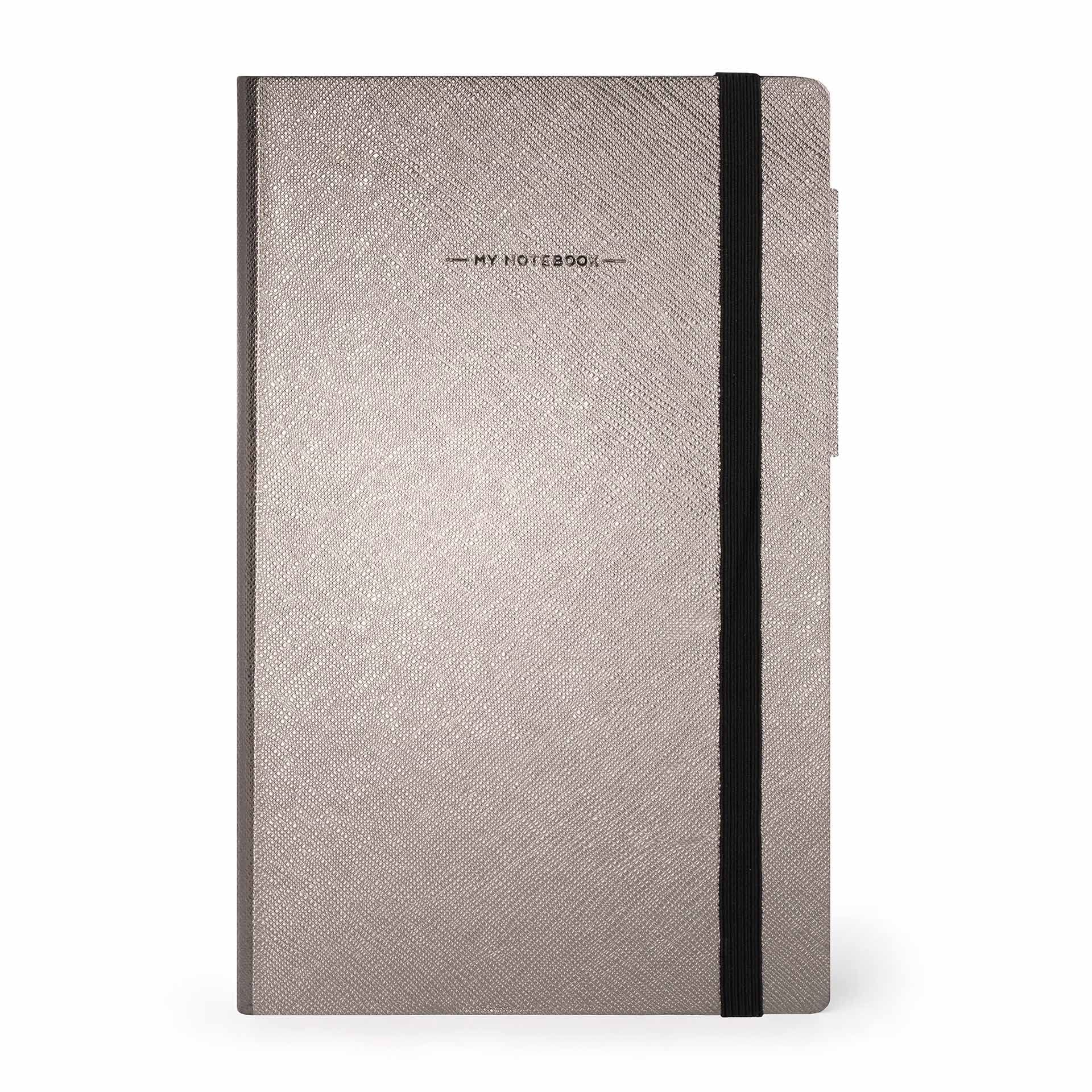 Legami - Ruled Notebook, Medium, Limited Edition, 192 Pages, Soft PU Cover, FSC® Certified Paper, 90 g/m² Ivory Paper, Monthly Planner, Address Book, Bookmark, 13 x 21 cm, Grey Diamond