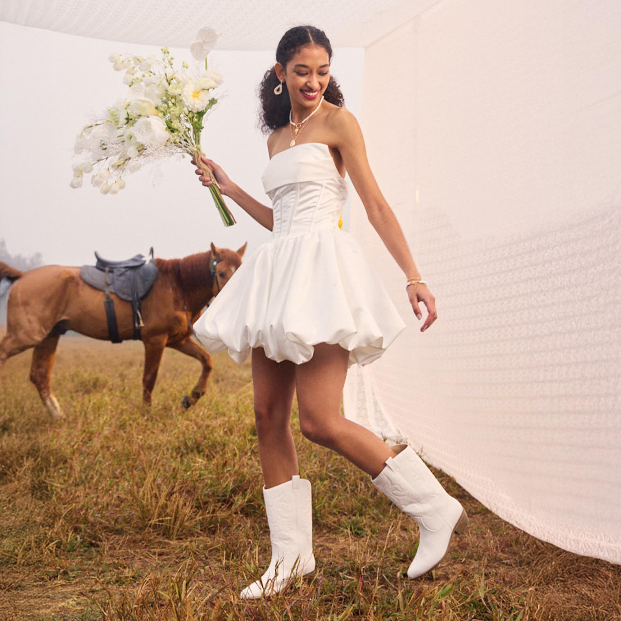 DREAM PAIRS Women's Cowboy Boots Pull On Cowgirl Boots Mid Calf Western Boots, Available in Regular and Wide Calf