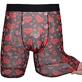 Evankin Mens Valentines Boxer Briefs, Funny Novelty Underwear, Long Leg Breathable Trunks Lingerie Underpants Shorts