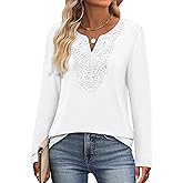 XIEERDUO Boho Tops for Women Blouses Dressy Casual V Neck Long Sleeve Shirts Fall Outfits Trendy Vacation Clothes